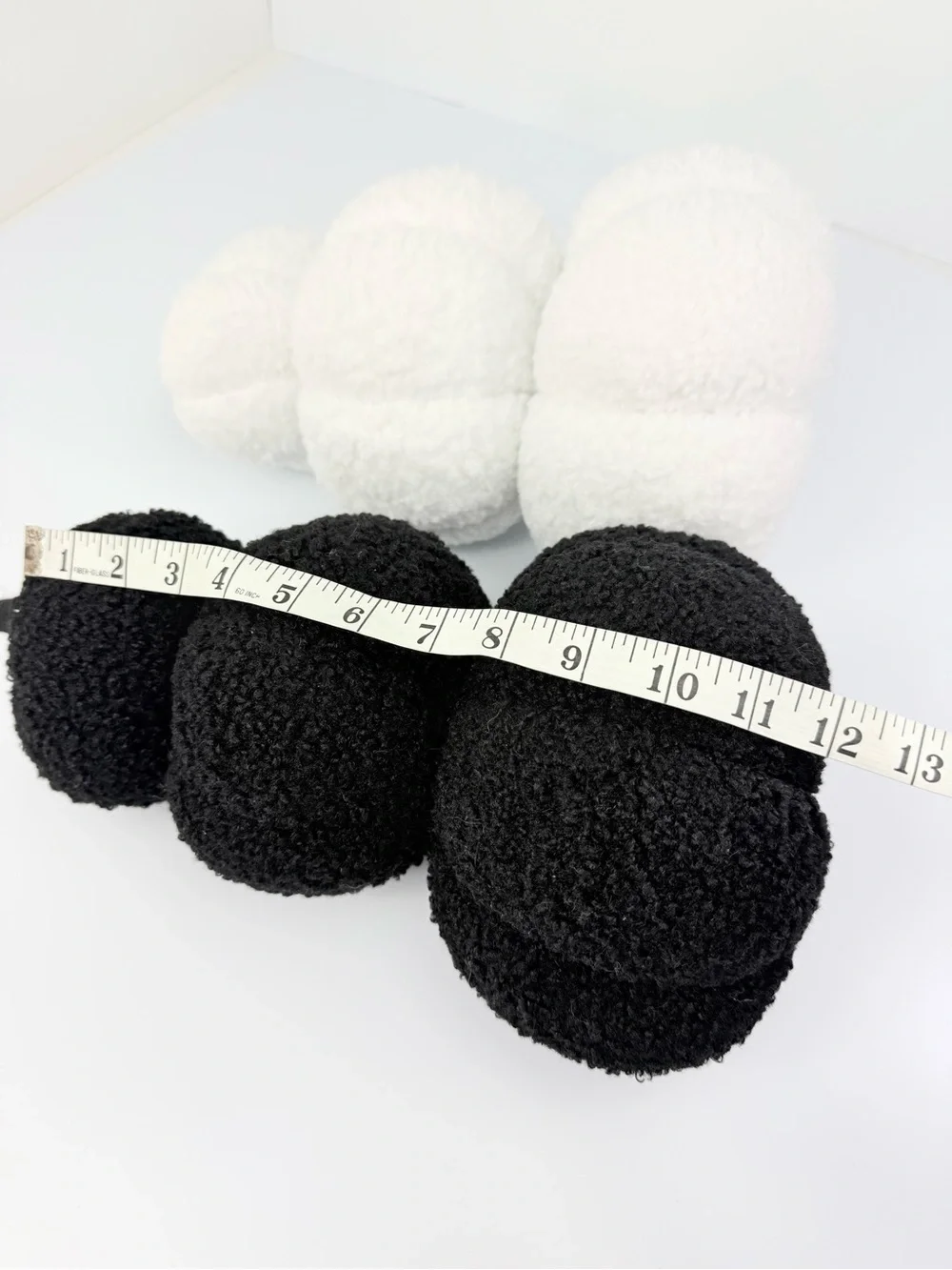 Halloween Stacked Pumpkin Pillow Decor in Black White Soft Boucle Sherpa Fabric